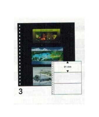 10-LINDNER-03P-Omnia Insertion Sheets Black 2X 3 Strips Pockets 245X91Mm