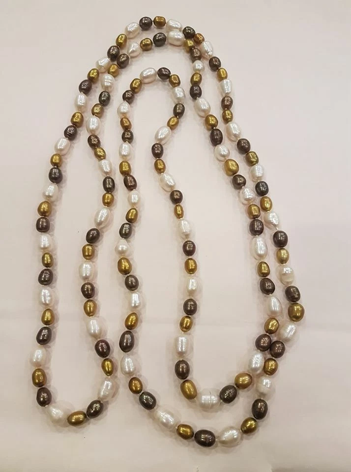 Collana donna perle barocche bianche oro bronzo idea San Valentino Pearl