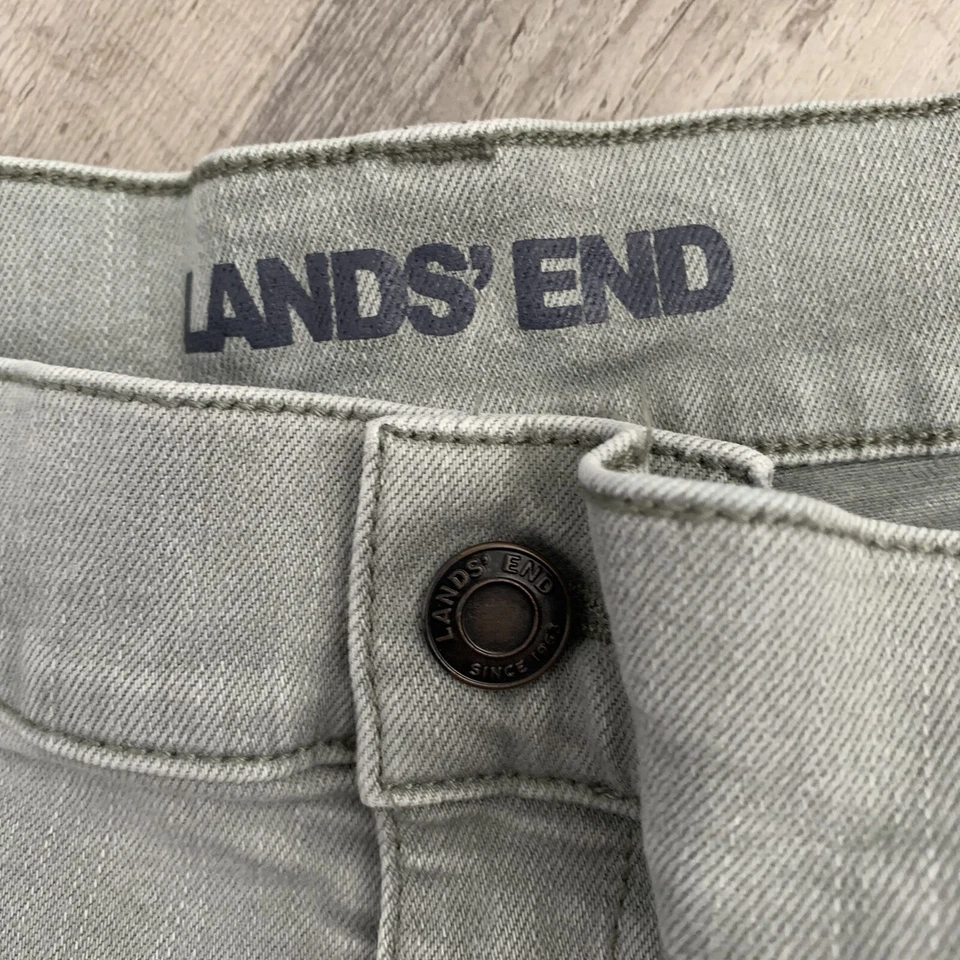 Pantalones cortos Lands' End para mujer tiro alto jean 5 bolsillos verde pálido denim talla grande 24W Foto 2 de 4
