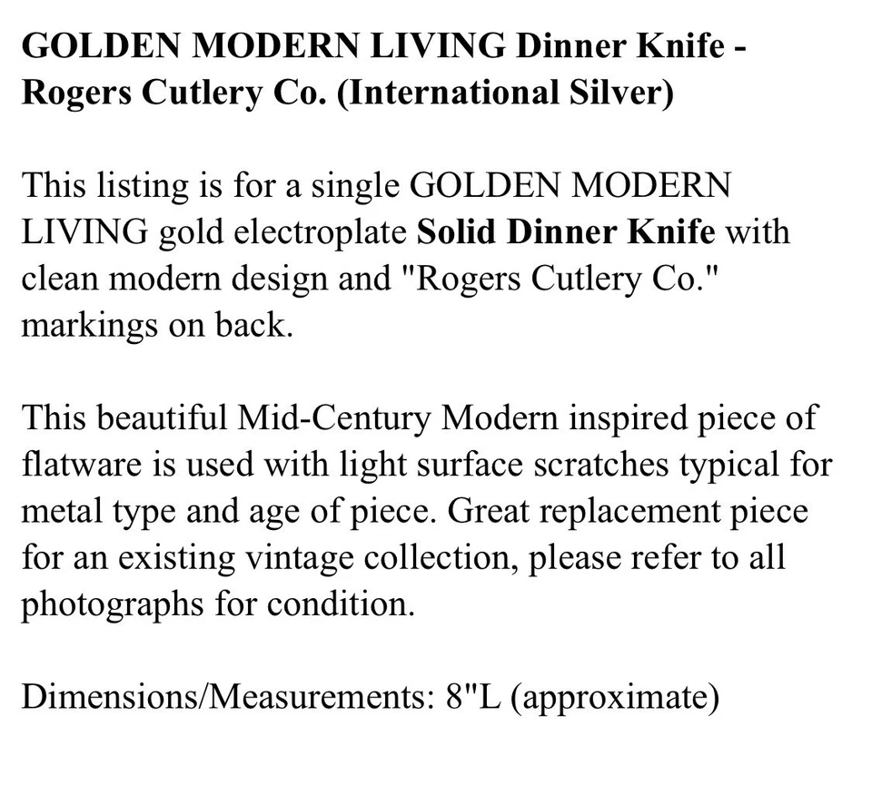 Faca de jantar GOLDEN MODERN LIVING - Rogers Cutlery Co. (prata internacional) - Imagem 3 de 4
