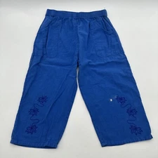 Bermuda Shorts Women Medium Blue Pocket Graphic Embroidered…#22340