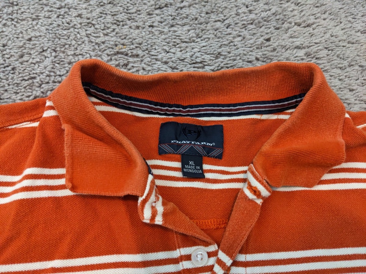 Phat Farm Polo Shirt Mens Extra Large Striped Orange Casual