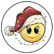 SMILEY FACE EMOJI CHRISTMAS LIGHTS ENVELOPE SEALS LABELS STICKERS PARTY FAVORS