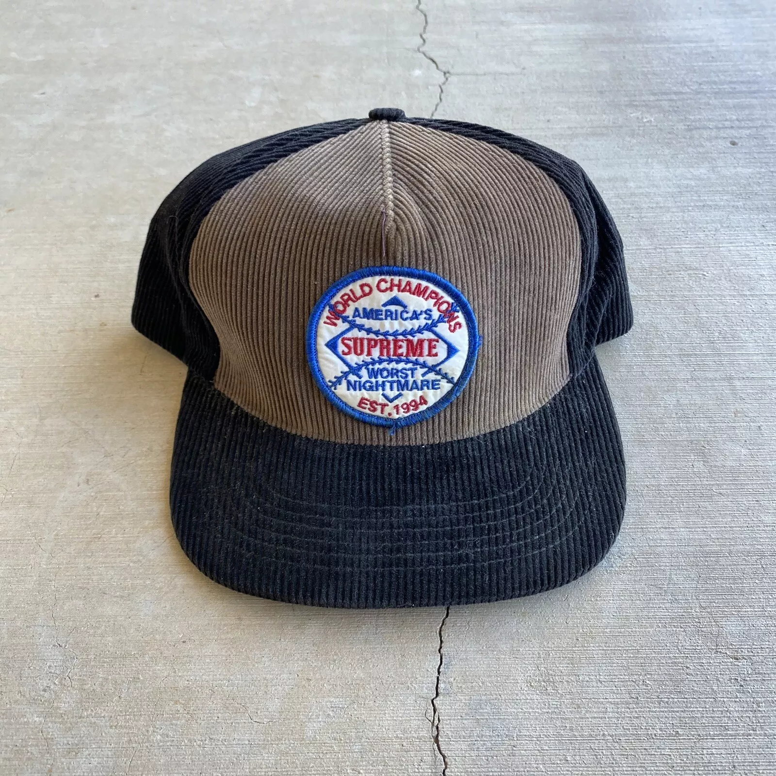 Supreme Worst Nightmare Hat Corduroy 5 Panneaux 2008 noir marron