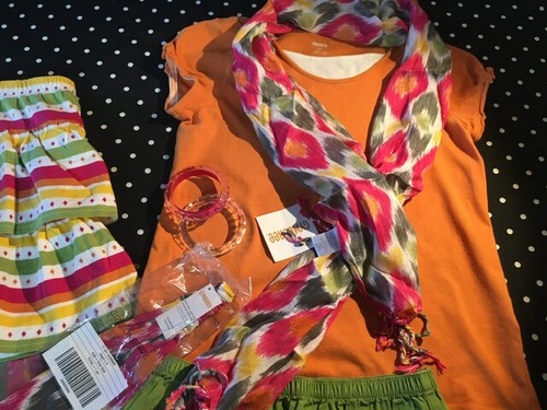 Gymboree Batik Summer top skort skirt shorts bracelet hair scarf 9 10 lot set - Picture 4 of 8