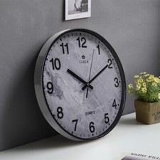 Silent Wall Clocks Marble Effect Kitchen Living room Non-Ticking Quartz Clocks