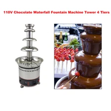 USED Digital Display 4-tiers Chocolate Fountain Fondue Machine Stainless Steel