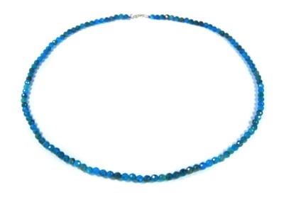 Halskette aus Apatit in facettierter Kugelform Ø-3 mm 925er Silber Verschluss