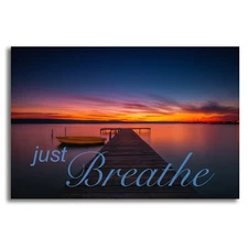 Sunset Canvas Art Print Just Breathe - With or Without Message. 4 Sizes.
