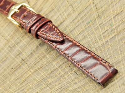 Vintage Watch Band 12mm Hirsch Amon Leather with Gold Tone Buckle NOS Unused