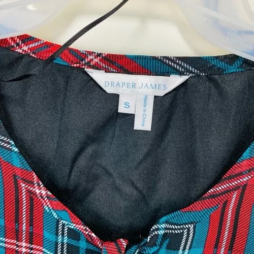 Draper James Tiered Dress Women S Red Tartan Plaid Long Sleeve Lined New Holiday - Picture 5 of 10