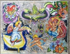 Tattoo Studio Shop Flash Single By Gunnar Angels Swans Butterfly 11X14" Print