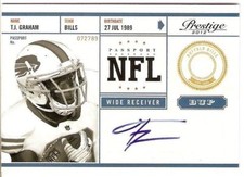 T.J. GRAHAM ROOKIE AUTOGRAPH 2012 PRESTIGE NFL PASSPORT 34 BUFFALO BILLS NY JETS