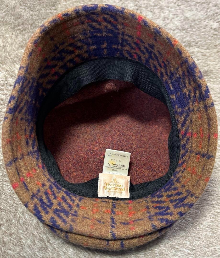 Vivienne Westwood Beige Beret Hunting Hat Casquette Orb Logo Wool