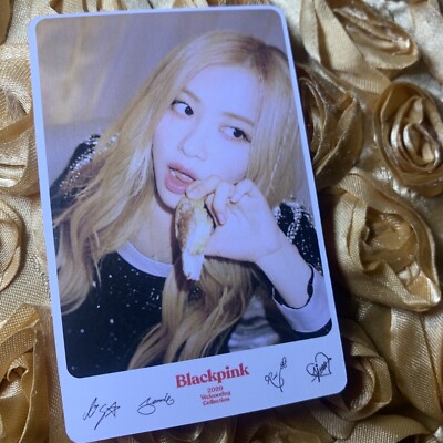 ROSE BLACKPINK Group 2020 Floral Dress Sign Celeb K-pop Girl Photo Card Foodie