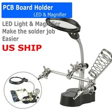 Third Hand Soldering Solder Iron Stand Holder Magnifier Helping Station Tool 