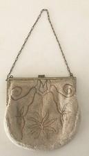 1940s--BEAUTIFUL WOMEN'S BEADED SPECIAL EVENT PURSE WITH METAL STRAP--XLNT