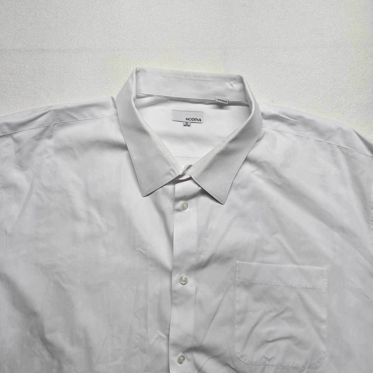 Modena Men's CLOR Regular Fit Long Sleeve Dress Shirt – 18 6-7 Neck, White | Cotton Blend Wrinkle Resistant Shirt - View #9
