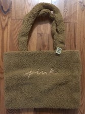 VICTORIA  S SECRET PINK TAN SHERPA TOTE BAG NEW WITH TAGS