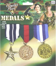 3 x Toy Medals Military Army