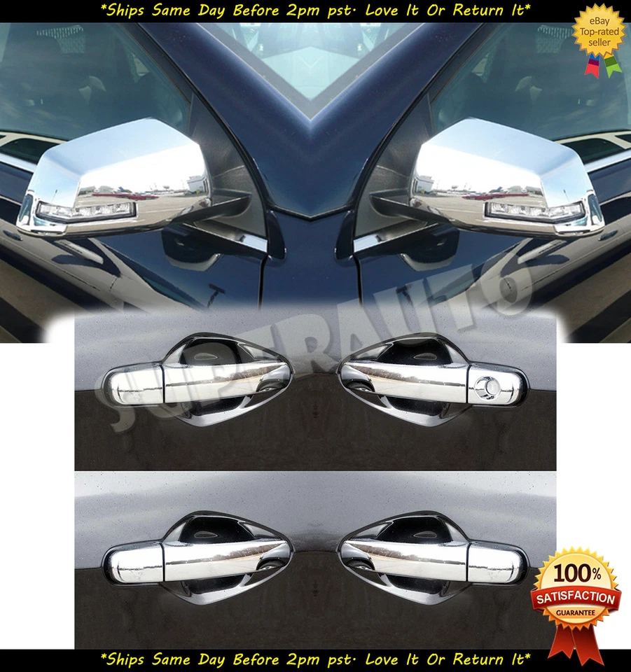 PARA GMC ACADIA 2007-2015 CROMO 4 PUERTAS MANIJAS + CUBIERTAS ESPEJOS 2010 2011 2012 2013 14 Foto 2 de 2