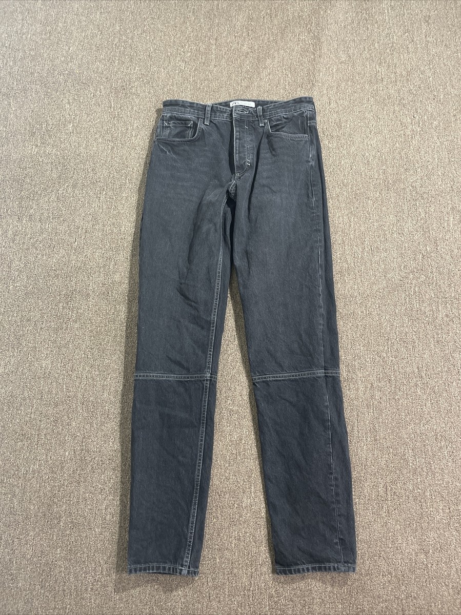 Zara button fly black denim jeans men 31/34 all cotton made in