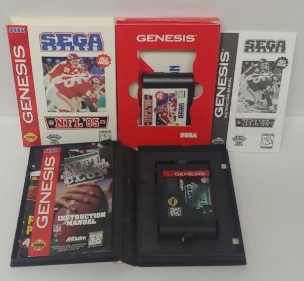 NFL Football 95 + Quarterback Club Sega Genesis Working + Tested 2