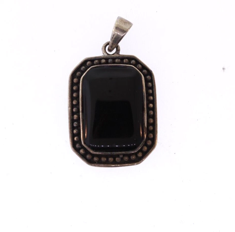 Colgante De Ónix Negro Creado En Laboratorio De Plata Esterlina - Imagen 4 de 4