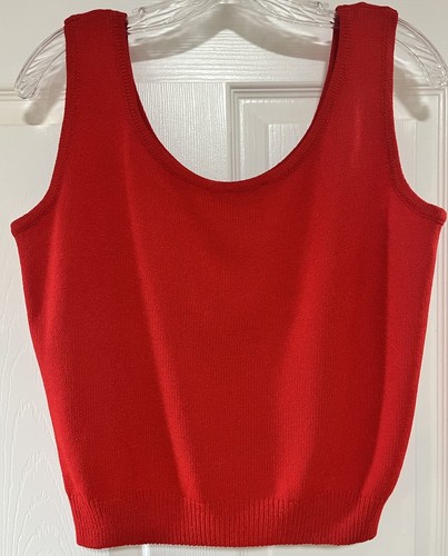 Vintage St John Top Womens Large Red Sleeveless Career Sporty Everyday USA - Picture 2 of 7