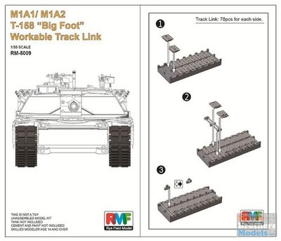 RFMRM5009 1:35 Rye Field Model M1A1 / M1A2 Abrams T-158 ''Big Foot'' Workable
