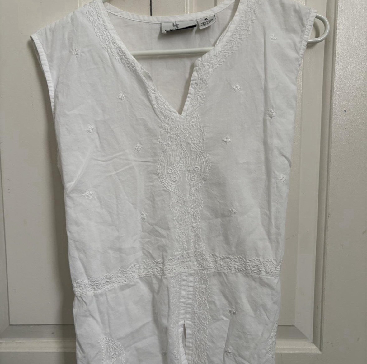 Fashion Bug Women's White Cotton Sleeveless Shirt Tie Back