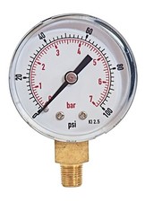 Manometr 50mm Tarcza 1/8 BSPT Dno 0/100 PSI i 0/7 bar 2,5% w zestawie