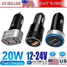 1-3 Pcs USB+Type-C /Dual Port 3.1A/2 USB QC3.0 Car Charger Lighter Adapter Lot