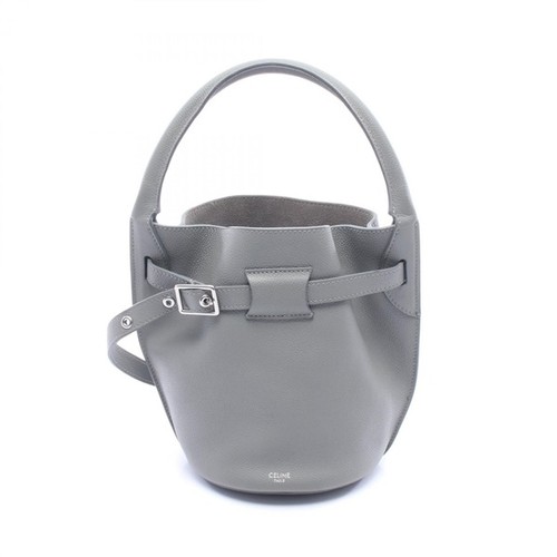 Celine Big Bag Bucket Nano Leather Handbag Gray Women Used Authentic