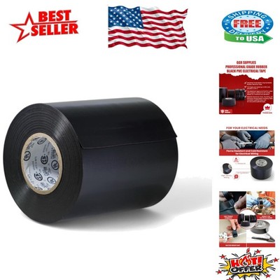 T.R.U. Professional Grade 4'' x 66 Ft. Black PVC Electrical Tape - 600 Volt Rated