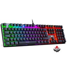 Mechanical Gaming Keyboard Red Switches Programmable with 24 LED Modes