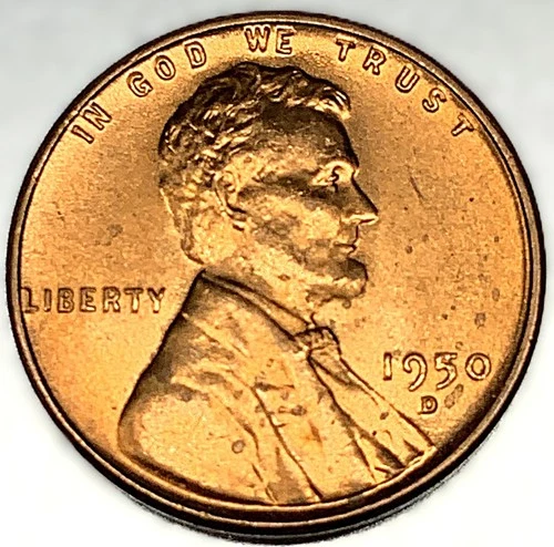 1950 D Lincoln Wheat Cent Penny BU Condition 1c US Coin - 2660