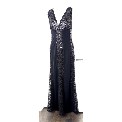 Nicole Bakti Black Gown Maxi Sequined Lace Panels Jersey Wedding Prom MOB S | eBay Nicole Bakti Black Gown Maxi Sequined Lace Panels Jersey Wedding Prom MOB S | eBay