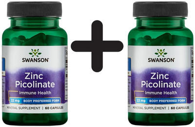 2 x Swanson Zinc Picolinate Body Preferred Form, 22mg - 60 caps (124,17 EUR/kg)