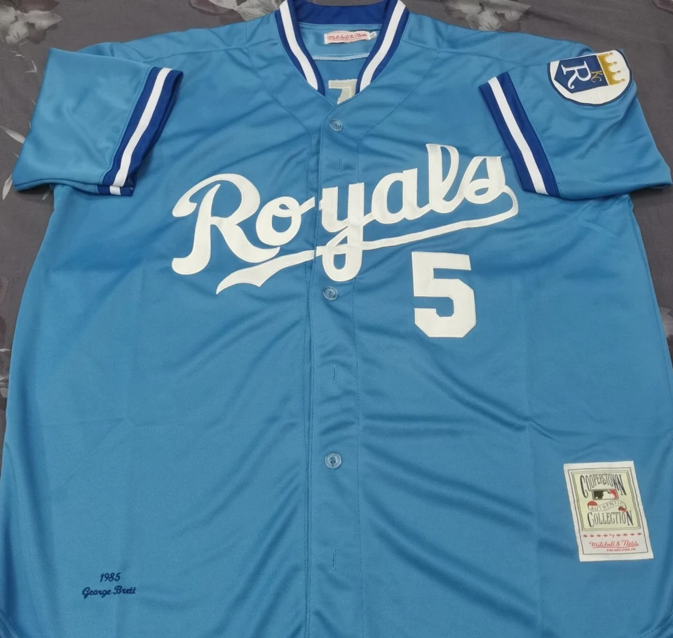Jersey cosido vintage George Brett #5 Royals retro azul claro. Foto 2 de 4
