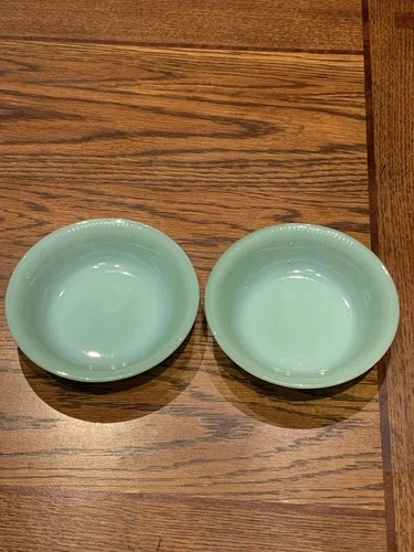 Set Of 2 JADITE Fire King JANE RAY Cereal Bowl Vintage Anchor Hocking Glass 5.75