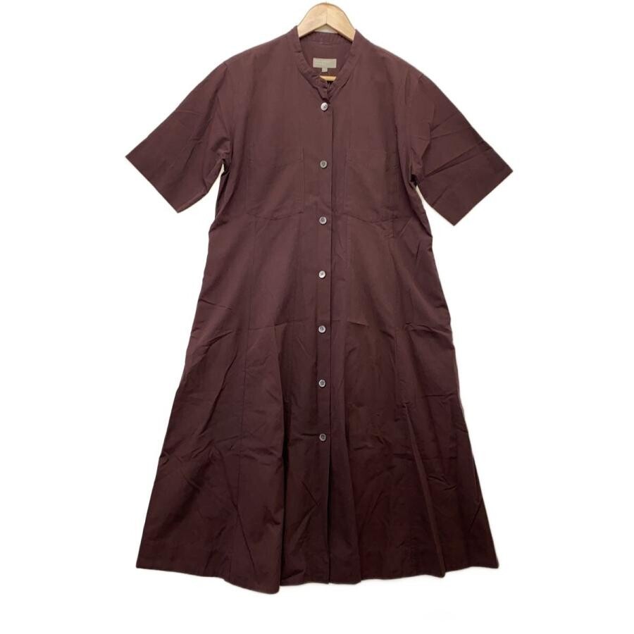 Margaret Howell Brown Cotton Band Collar Shirt Dress Women Auth
