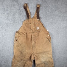 Vintage Carhartt Bib Overalls 52x30 Brown Duck Quilt Lined Double Knee Workwear