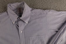 VTG Brooks Brothers Shirt Mens 15-4 Blue University Stripe 6 Button OCBD USA