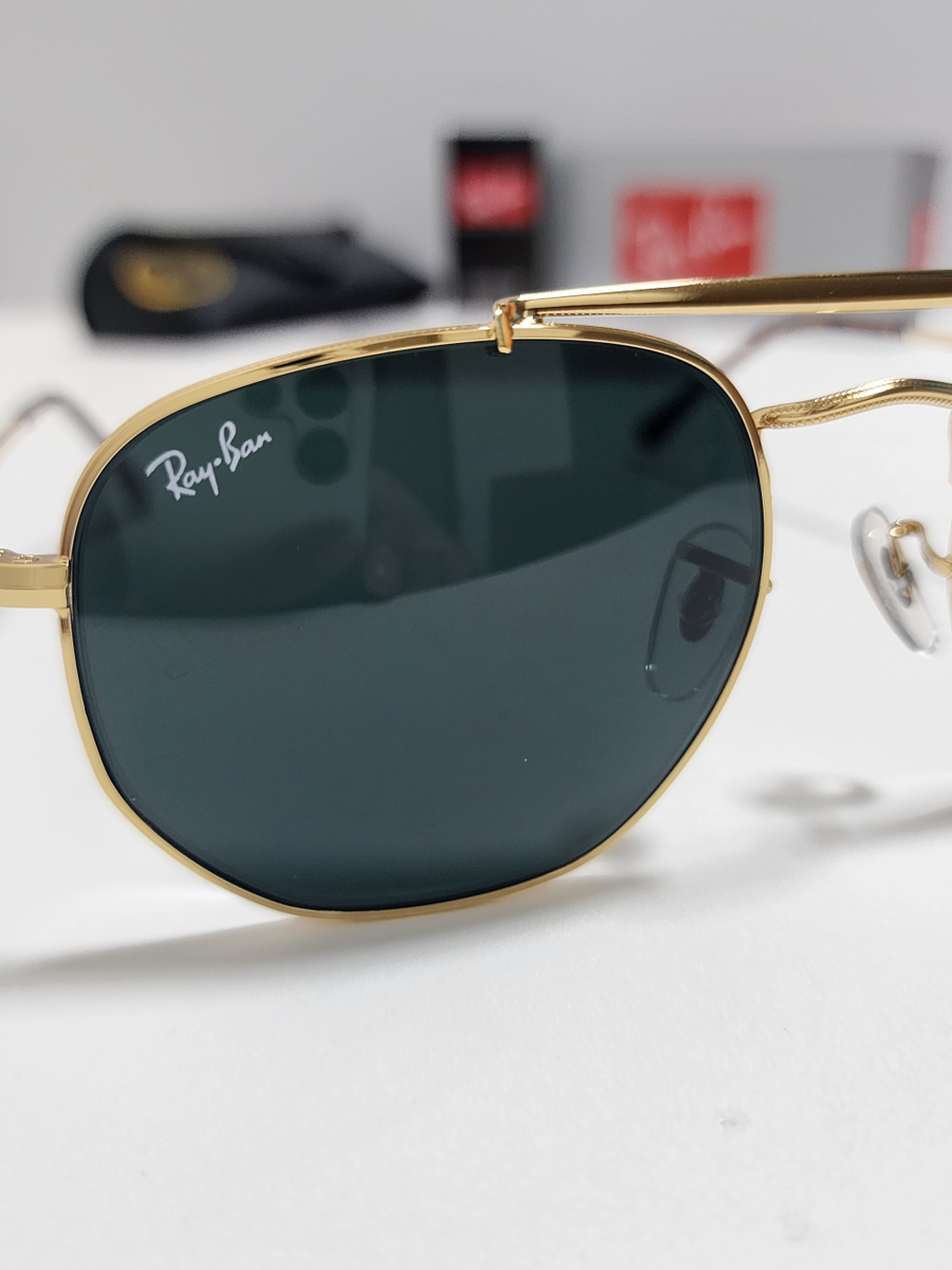 Ray-Ban RB3648 The Marshal Sunglasses Gold Frame Glass Gray Lens