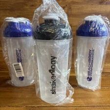 Protein Shaker Bottle Lot x3 Mixing Cup BPA Free Plastic 24oz Gym Beach Work NEW
