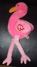RARE TY Large Beanie Buddy Baby Flamingo Pinky Plush Soft Toy 16" BRAND NEW