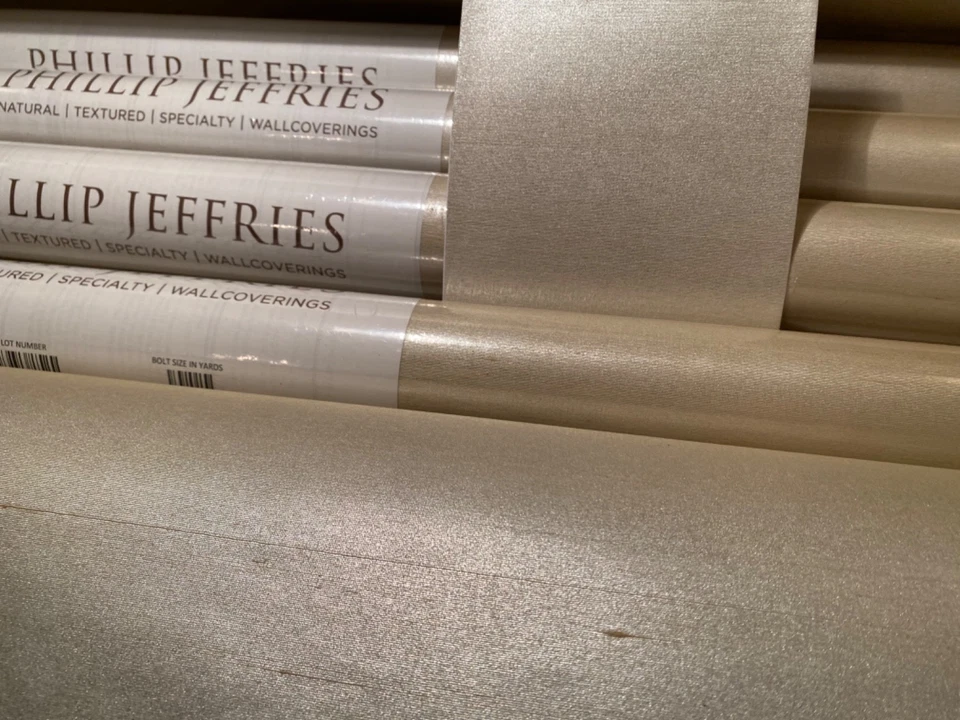 Papel pintado de ábaca 8YD PHILLIP JEFFRIES 3220 STARDUST SILK $1000 venta al por menor 32YD disponible Foto 3 de 4