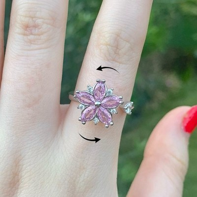 Kirschblüte Spinner Ring zappeln Angst Relief verstellbar Silber Sakura