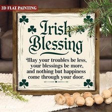 Lucky Irish Decor Wooden Plaque Irish Blessing Happiness Art For St Patricks Day